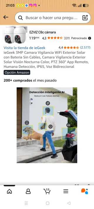 Cámara Seguridad ieGeek 2K PTZ Solar