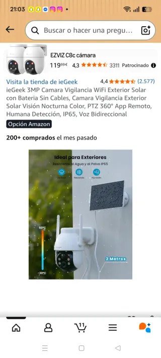 Cámara Seguridad ieGeek 2K PTZ Solar