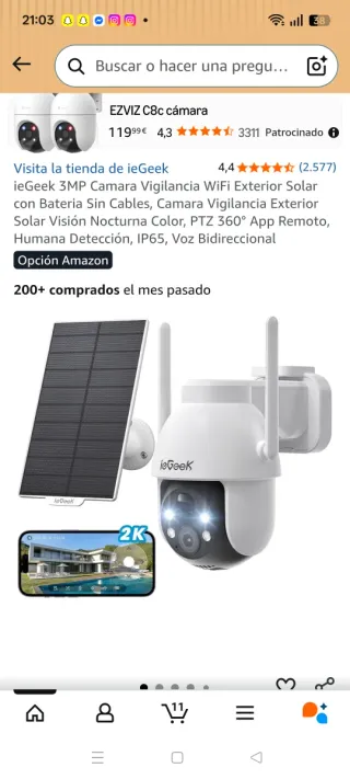 Cámara Seguridad ieGeek 2K PTZ Solar