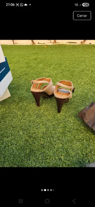 Sandalias Adolfo Domínguez Beige Tacón