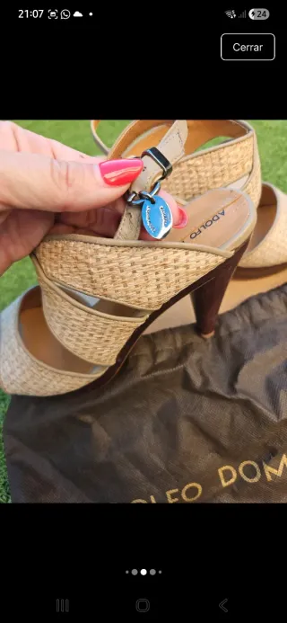 Sandalias Adolfo Domínguez Beige Tacón