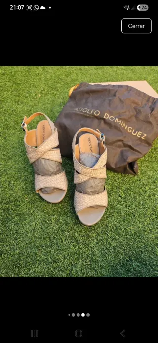 Sandalias Adolfo Domínguez Beige Tacón