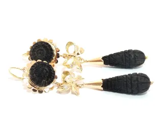 Pendientes Oro 18k Talla Negra