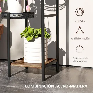 Estantería para plantas 4 niveles metal y madera