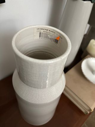 Jarrón Lechera Blanco Cerámica