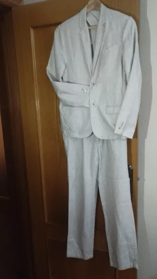 Traje de lino niño beige