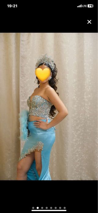 Vestido de Novia Plata y Turquesa Talla S