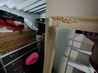 Espejo vintage beige madera