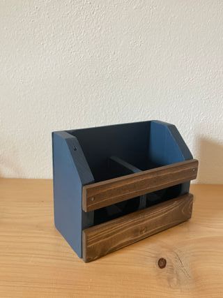 Porta Posate Legno Country Blu