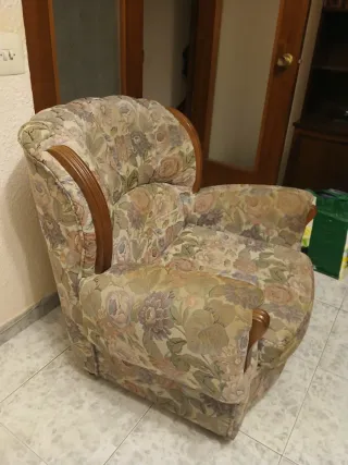 Regalo butacón comedor vintage tela y madera