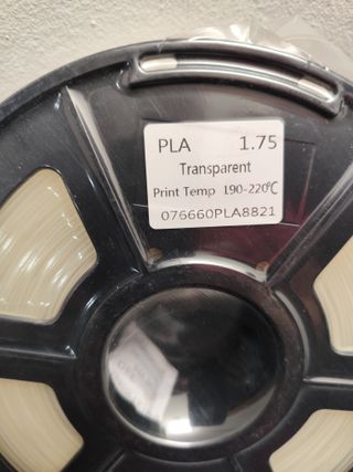 Filamento PLA Transparente A Estrenar