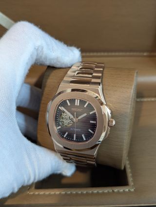 Reloj Seiko Mod Nautilus Marrón Chocolate y Dorado