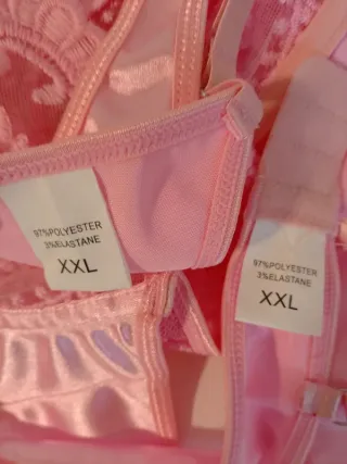 Conjunto Lenceria Rosa Bordado Talla XXL