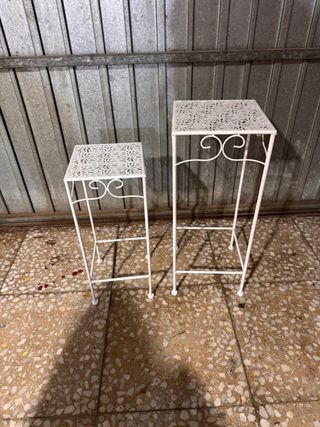 2 Tavolini Bianchi in Metallo
