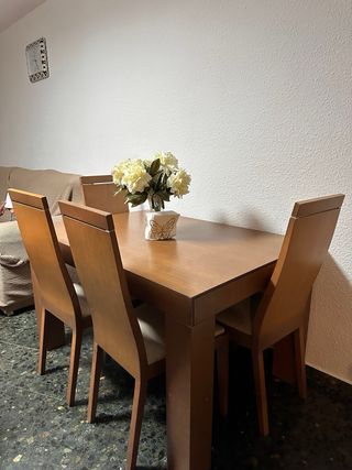 Mesa comedor madera con 4 sillas