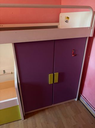 Cama tren juvenil con armario