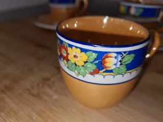 Juego 4 Tazas Café Porcelana Flores