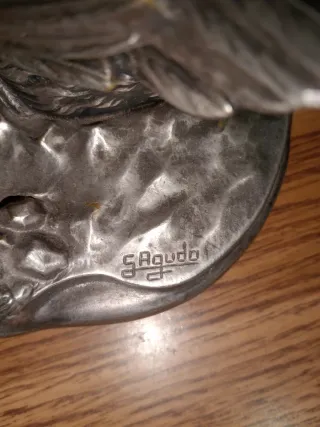 Figura Cisne Bronce Baño Plata Antigua