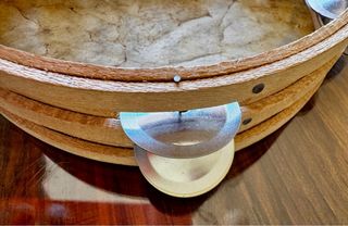 Pandereta Artesanal Madera Piel Genuina 20cm