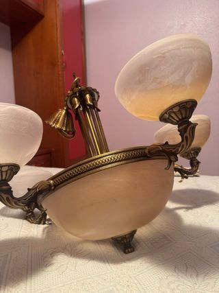 Lámpara Clásica 8 Bombillas Beige/Oro