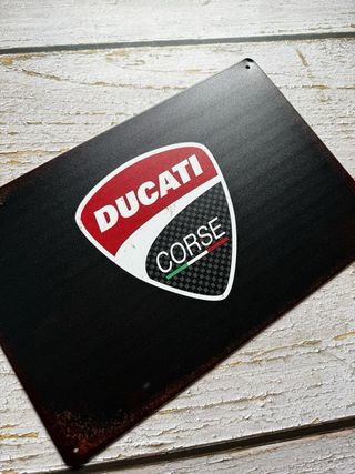 CHAPA CARTEL METALICO DUCATI CORSE LOGO MOTO
