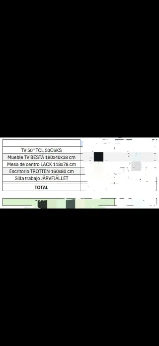 Television TCL 50" silla oficina, muebles