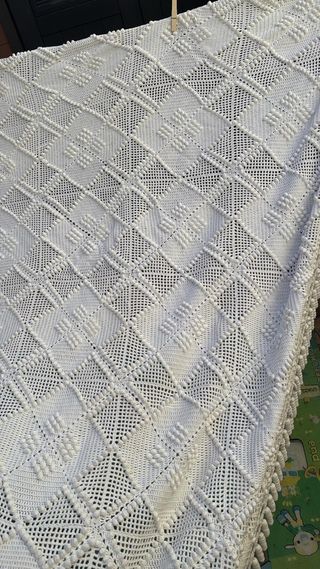 Colcha crochet garbanzo hecha a mano