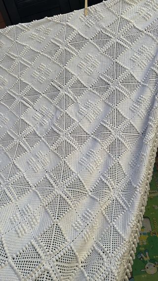 Colcha crochet garbanzo hecha a mano