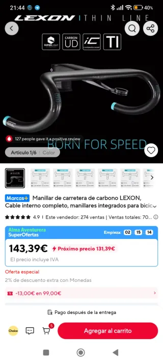 Manillar carbono Integrado Lexon