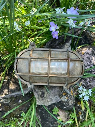 Antica lampada nautica - ottone e vetro