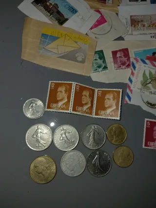 Lote Sellos y Monedas Francesas