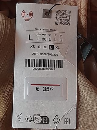 Vestido Zara manga larga con cinturón