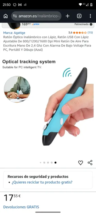 Ratón Lápiz Óptico Inalámbrico (Rojo)