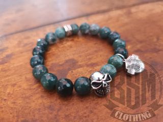 Bracciale Harley Davidson pietre verdi skull