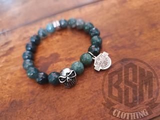 Bracciale Harley Davidson pietre verdi skull