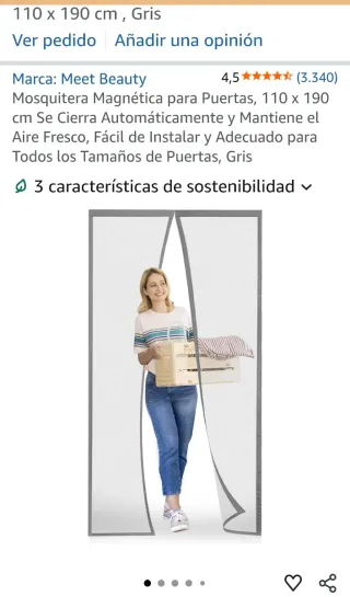 NUEVA Mosquitera magnética gris 110x190