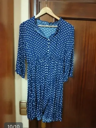 Vestido azul con lunares, talla M