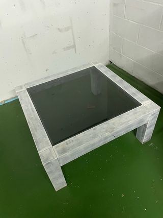 Mesa de centro de cristal y piedra