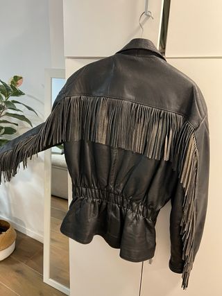 Chupa de cuero auténtica motera XXL