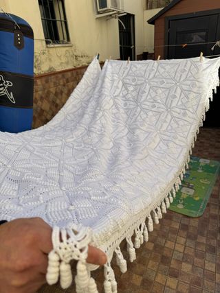 Colcha crochet garbanzo hecha a mano