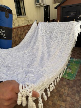 Colcha crochet garbanzo hecha a mano