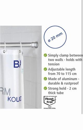 Barra Cortina Baño Telescópica 70-115cm