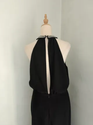 Abito lungo nero con scollo gioiello tg 42