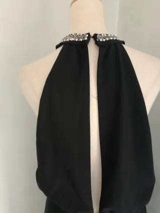 Abito lungo nero con scollo gioiello tg 42