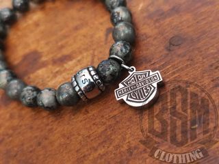 Bracciale Harley Davidson pietre grigio scuro