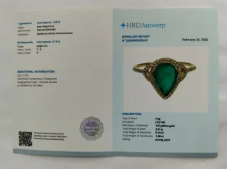 Anillo Oro 14k Esmeralda y Diamantes Certificado