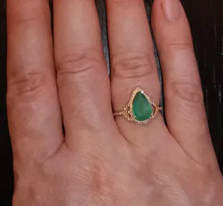 Anillo Oro 14k Esmeralda y Diamantes Certificado