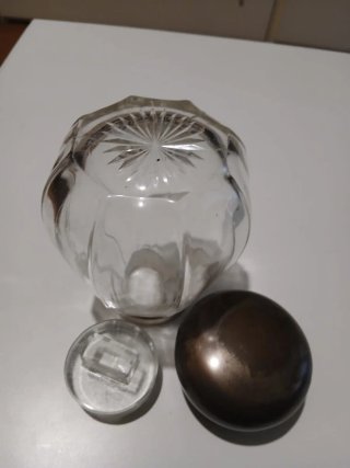 Contenitore antico cristallo e metallo