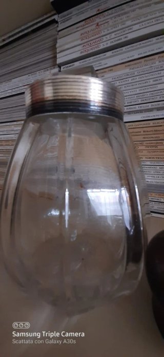 Contenitore antico cristallo e metallo