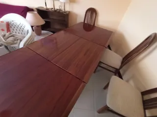 Mesa de comedor de madera extensible